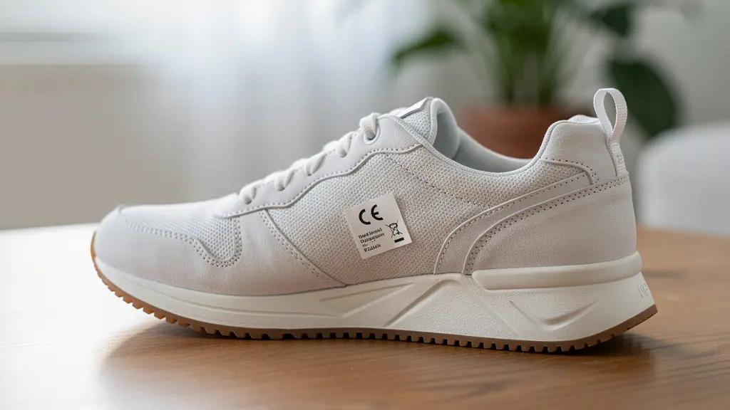 Étiquette de sneaker éco-responsable montrant certification OEKO-TEX